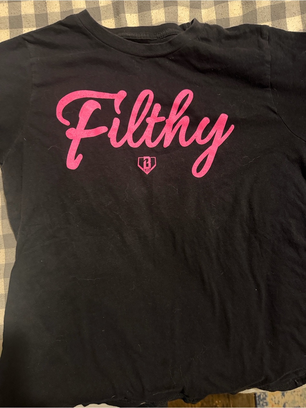 Baseball Lifestyle 101 Kids Black Short-Sleeve Tee with Pink "Filthy" Script